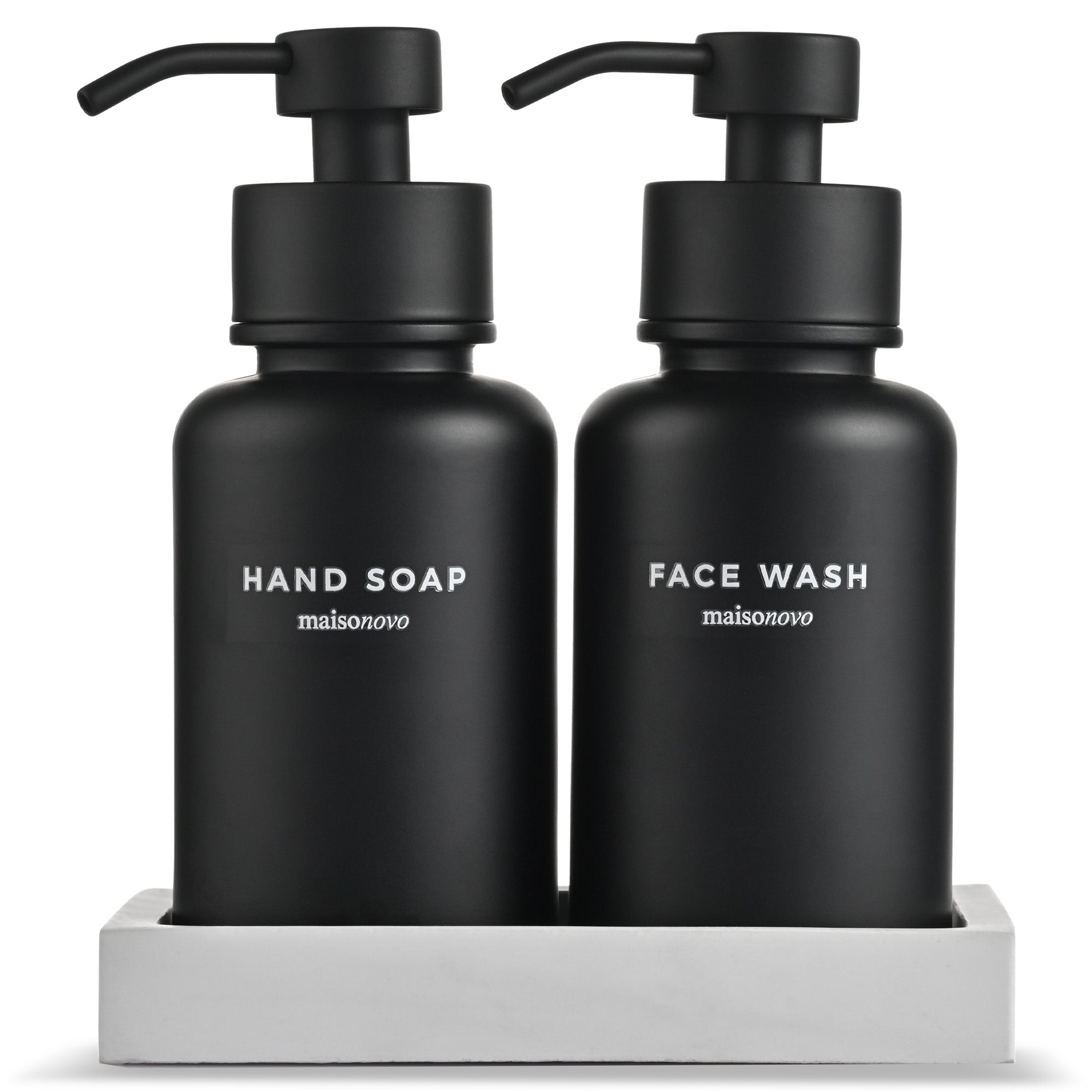 Glass Foaming Soap Dispensers 14oz Black / Black + Tray