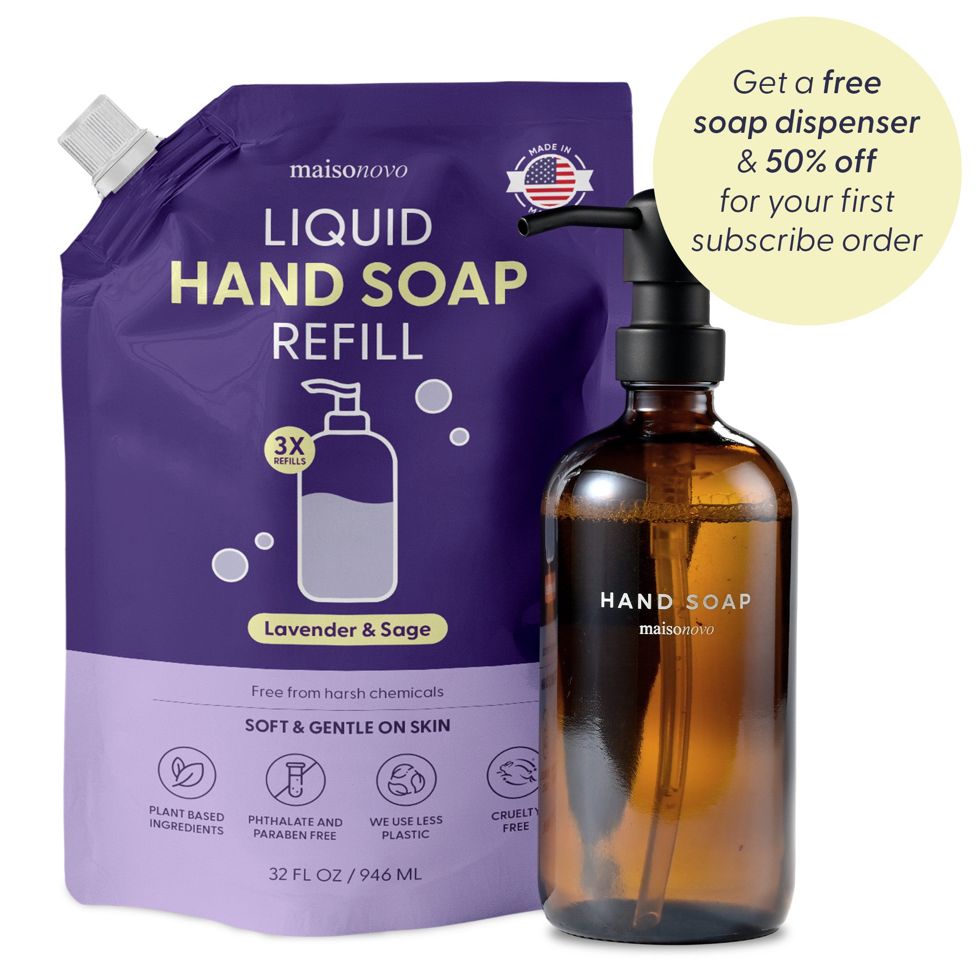 Liquid Hand Soap Refill - Lavender $ Sage