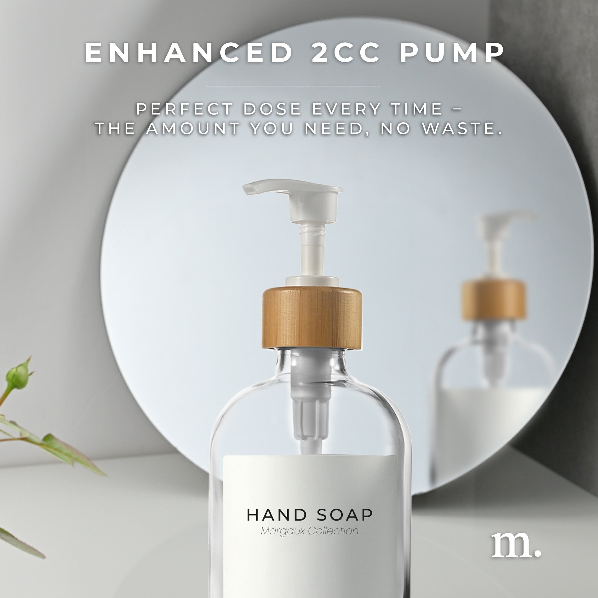 Bamboo Soap Dispenser and Tray Set Clear Glass